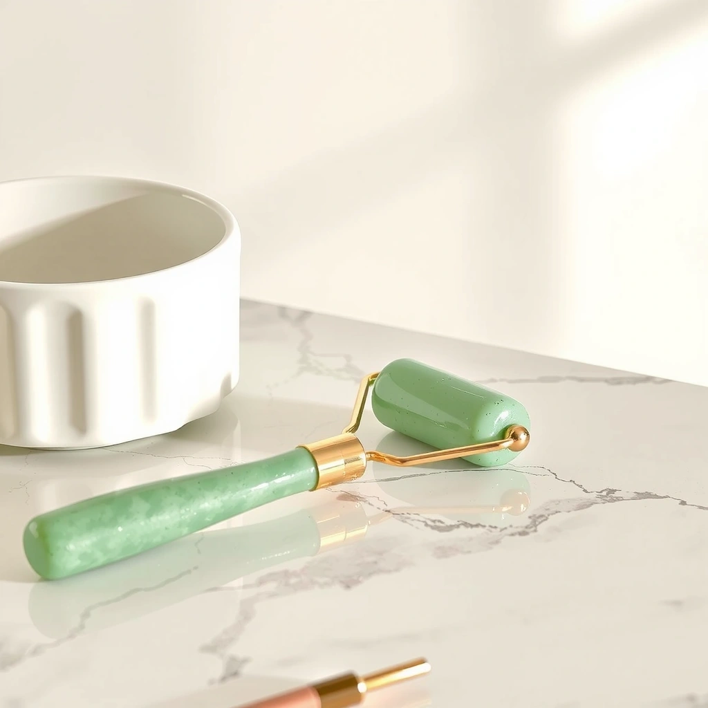 Luxury jade facial roller for skincare routine